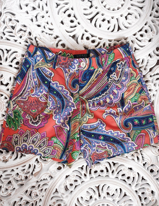 Lauren Ralph Lauren Paisley Pleat Front Shorts | UK 6