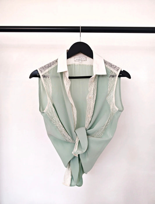 Sandro Paris 100% Silk Collared Blouse | UK 8