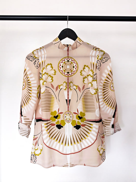 Reiss Geometric Floral Print Blouse | UK 4-6