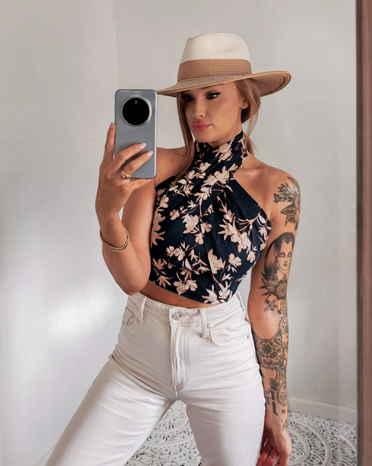 REISS Floral Linen Top | UK 8