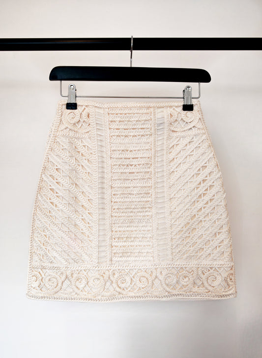 Embroidered High Waisted Mini Skirt