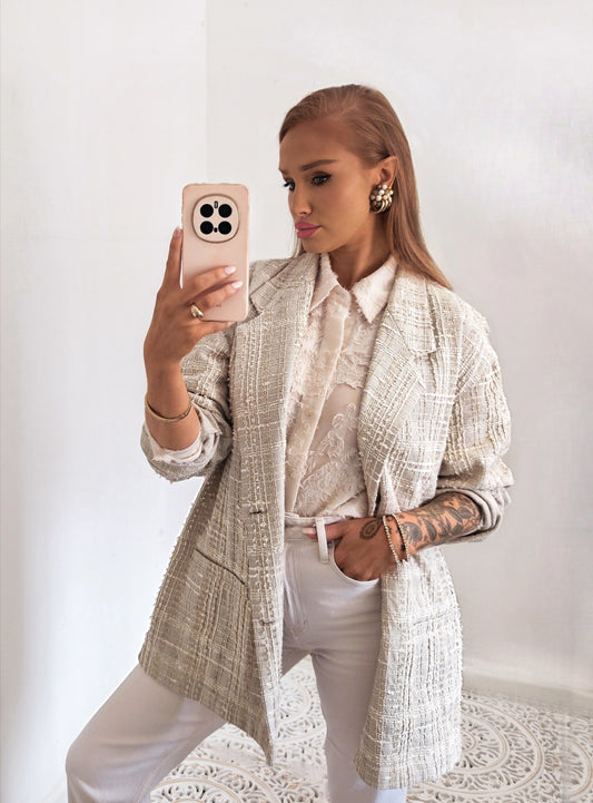 Emporio Armani Oversized Bouclé Blazer | UK 10
