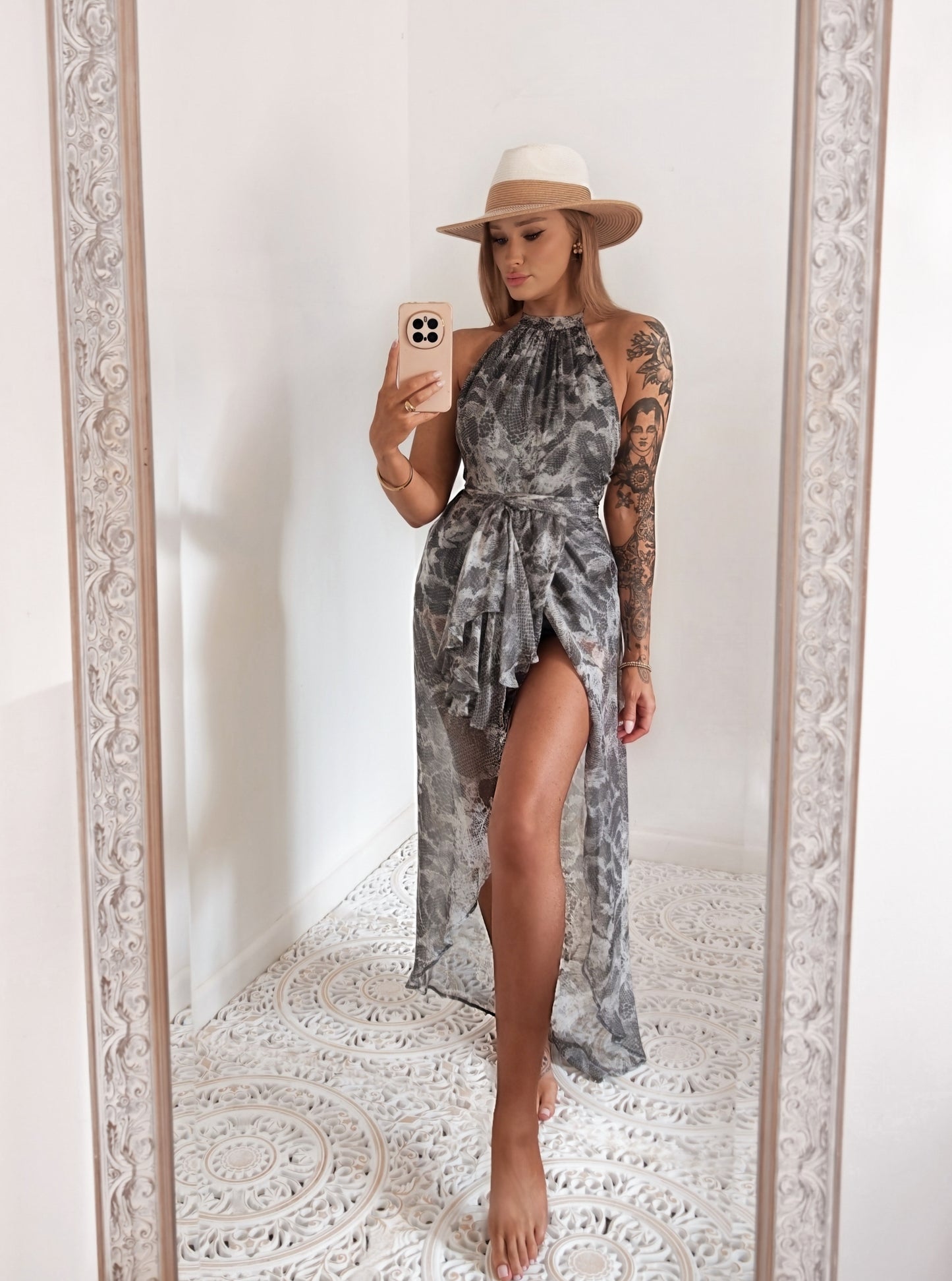 Reiss 100% Silk Halter Neck Maxi Dress