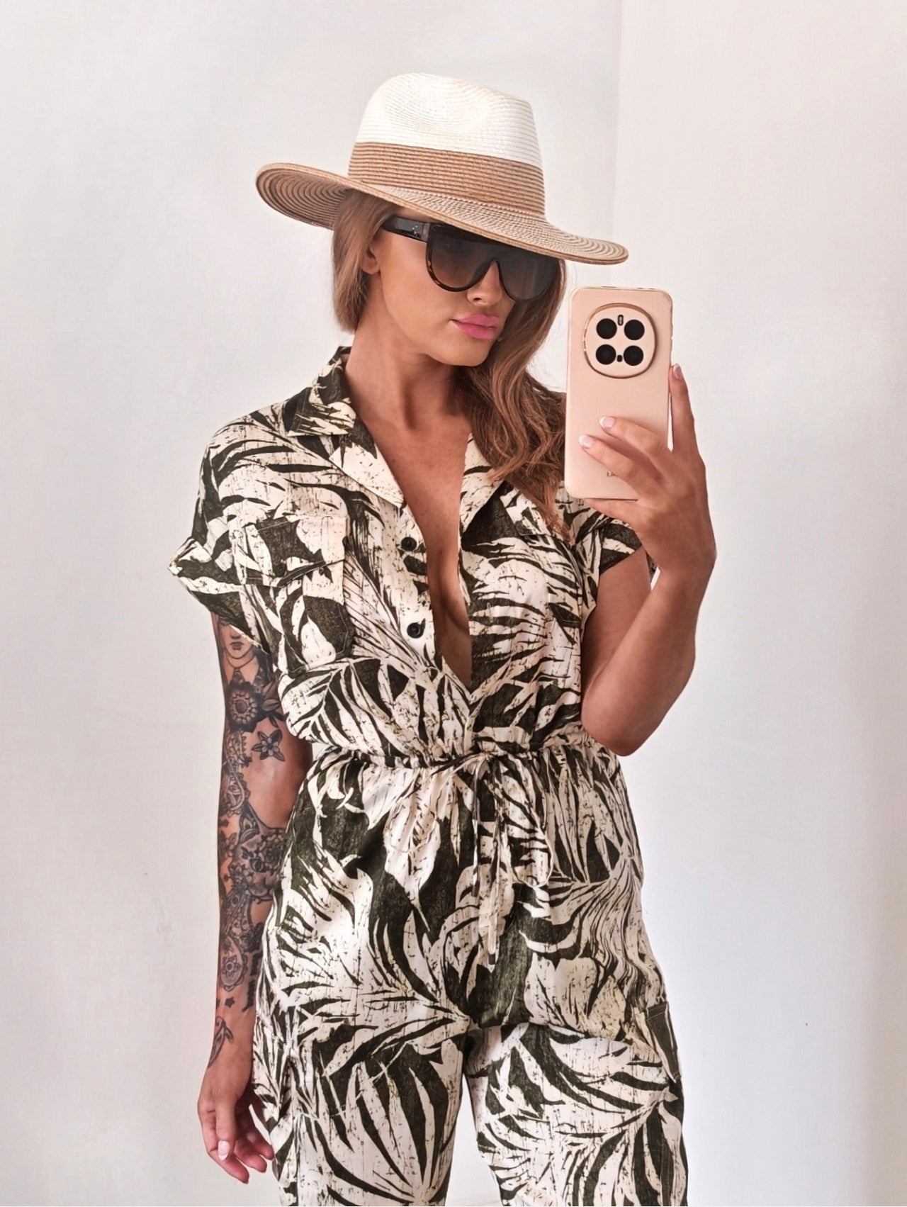 Lauren Ralph Lauren Satin Palm Print Jumpsuit | UK 8-10