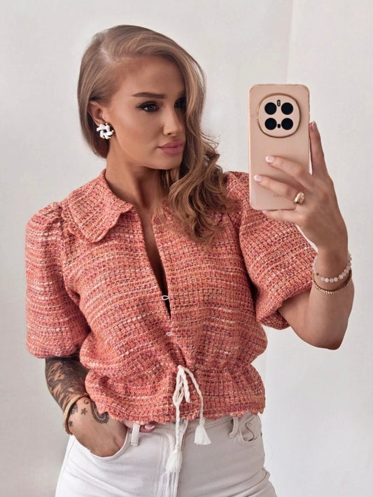 Maje Paris Puff Sleeve Bouclé Summer Jacket | UK 8