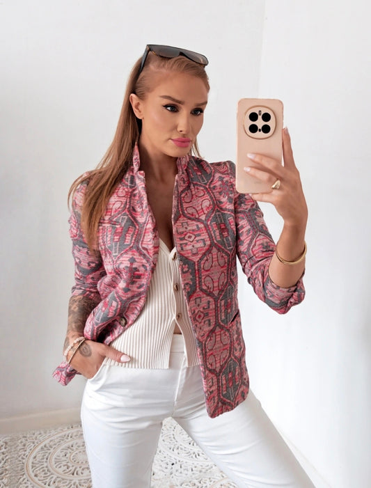 Maje Paris 100% Cotton Tapestry Summer Blazer | UK 6
