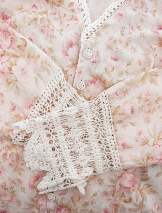 Ralph Lauren Crochet Lace Blouse In Rose Print | UK 8