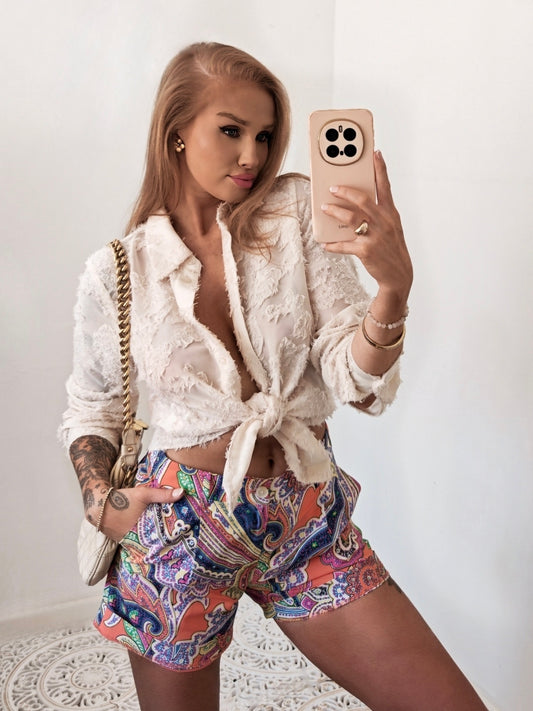 Lauren Ralph Lauren Paisley Pleat Front Shorts | UK 6
